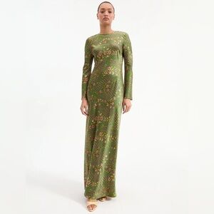 Veronica Beard Green Floral Long Sleeve Dress